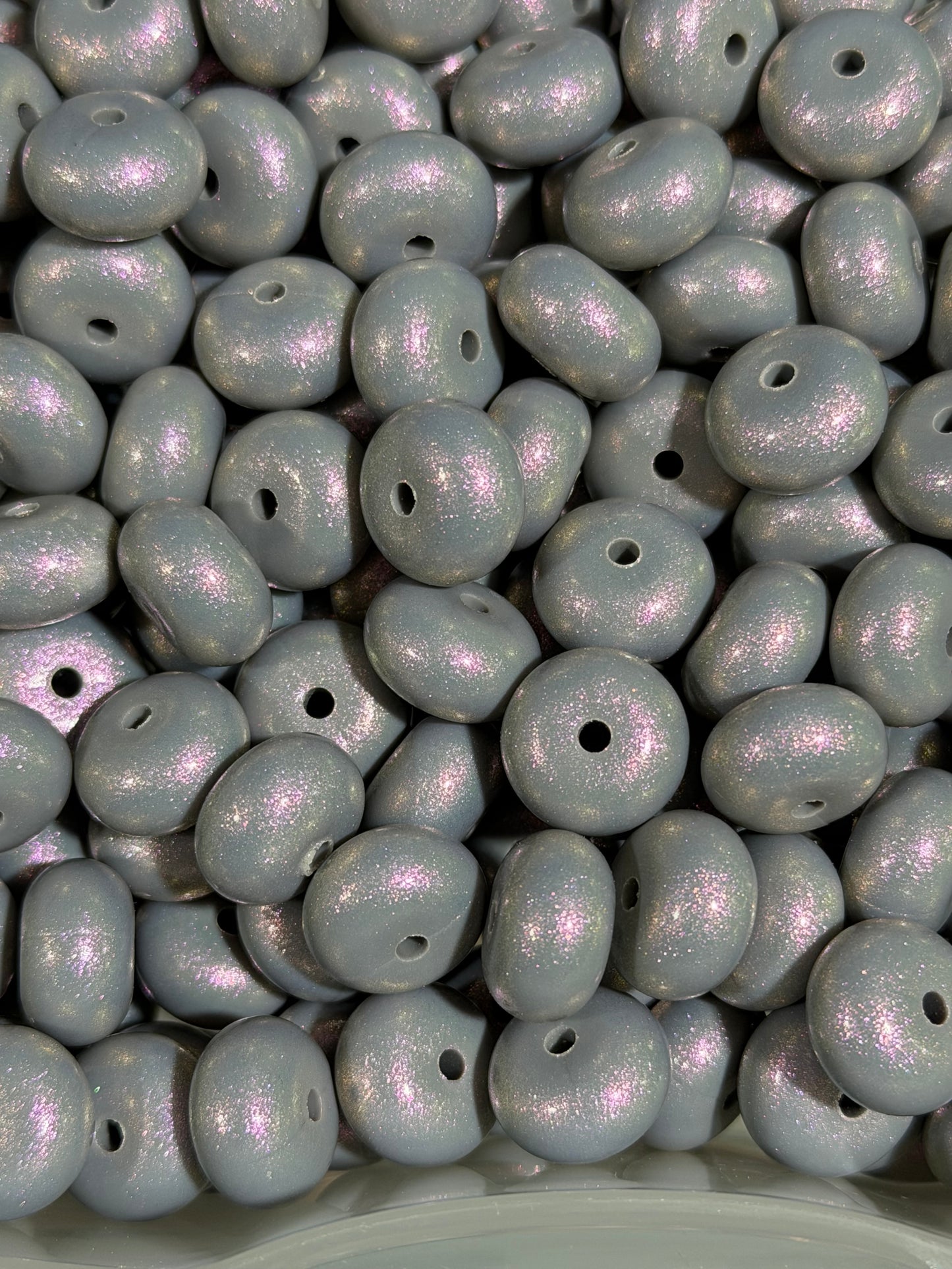 14mm ABACUS OPAL Grey Silicone Beads