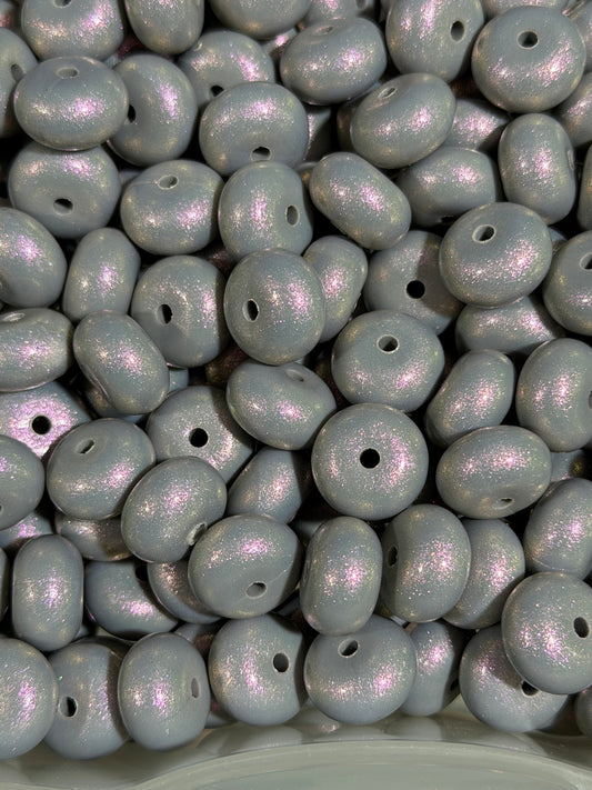 14mm ABACUS OPAL Grey Silicone Beads