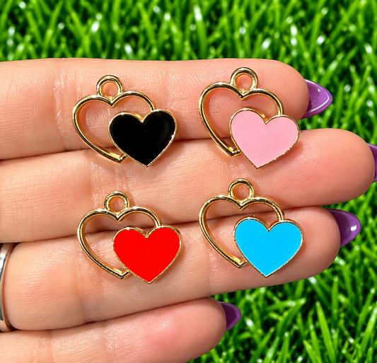 *Bead Mix #622- Double Hearts Charms, Bag Charms