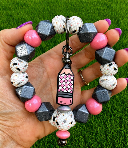 *Bead Mix #517- Checkered Pencils Wristlet Kit, DIY Silicone Bead Wristlet Kit