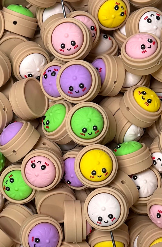 3D COLORFUL Dumpling Focal Bead, **NOT FOR TEETHING** 3D Food Focal Bead