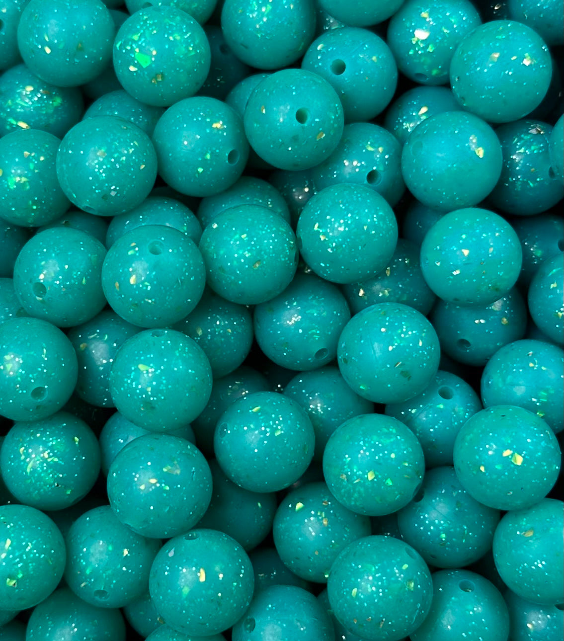 15mm GLITTER Lagoon Round Silicone Beads