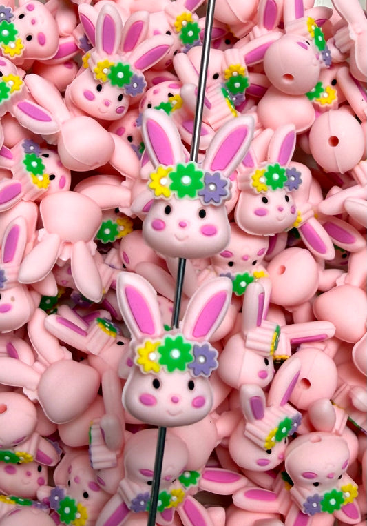 3D Bunny FACE Silicone Focal Bead,**NOT FOR TEETHING** Easter Shape Silicone Bead