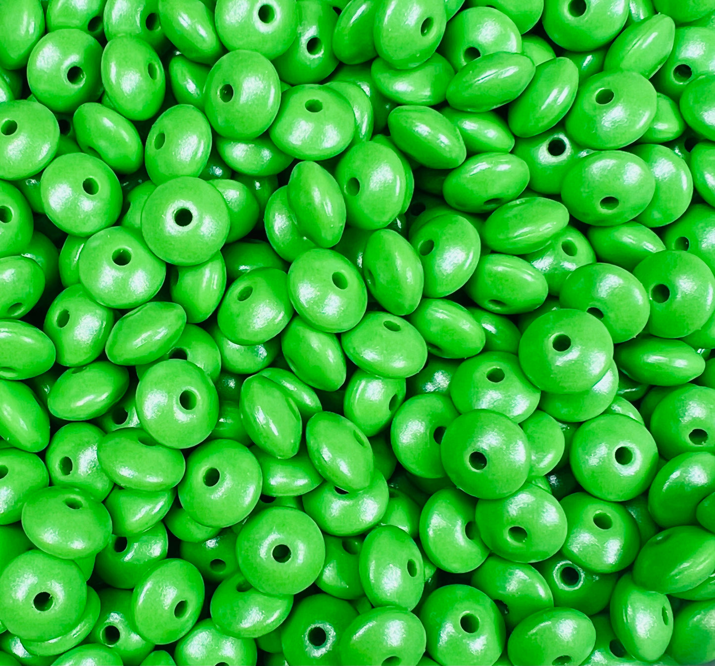 12mm Lentil Opal Green Silicone Bead, Pearl Lentil