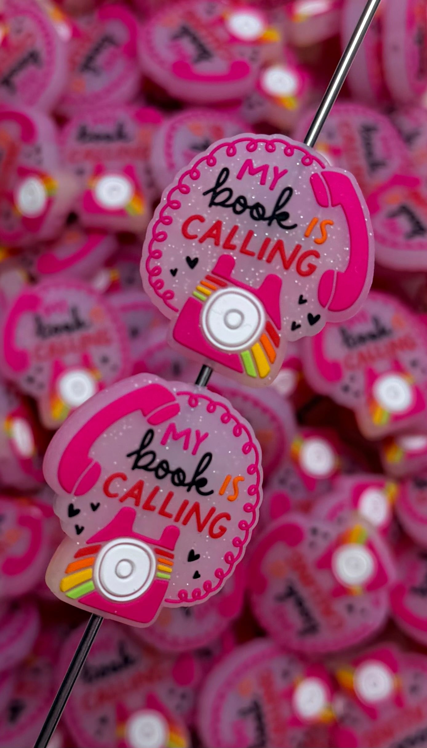 B- My Book Is Calling Silicone Focal Bead, Book Silicone Bead