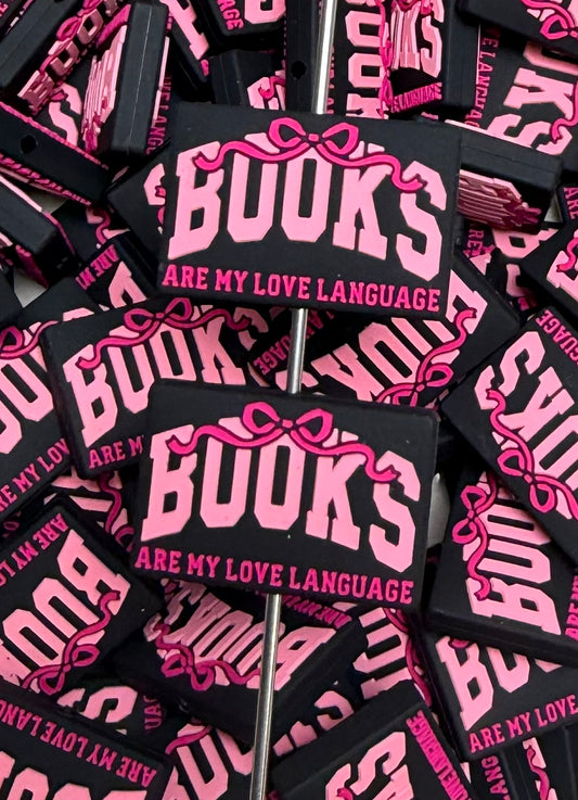 B- BOW Books Are My Love Language Silicone Focal Bead, Book Silicone Bead
