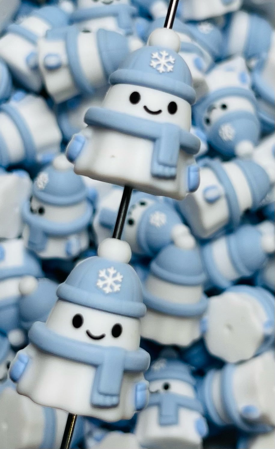 3D Snowman EXCLUSIVE Silicone Focal Bead,**NOT FOR TEETHING** 3D Shape Silicone Bead