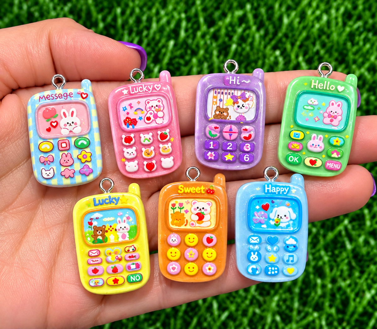*Bead Mix #587- Cutie Phones Resin Charms, Bag Charms