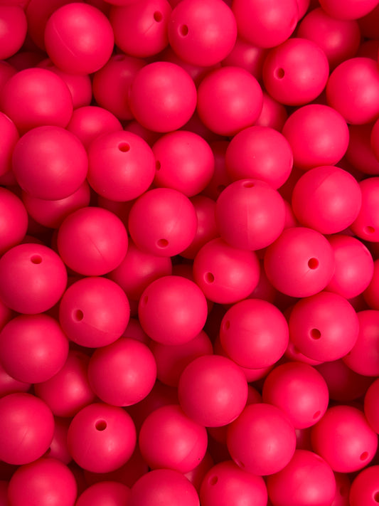 15mm Solid Rosado Round Silicone Beads