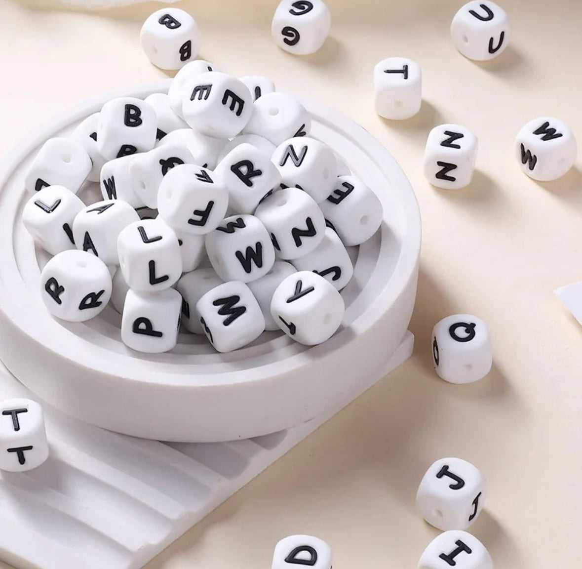 12mm LETTERS White Cube with Black Letter