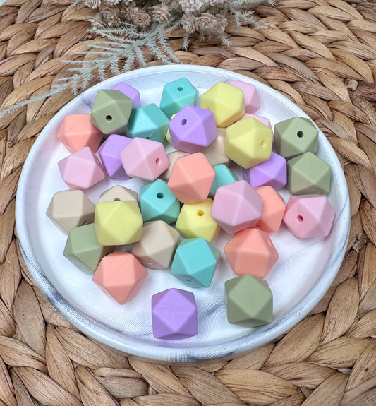 * Bead Mix - Pastel 14mm HEXAGON Silicone Bead Mix Bag