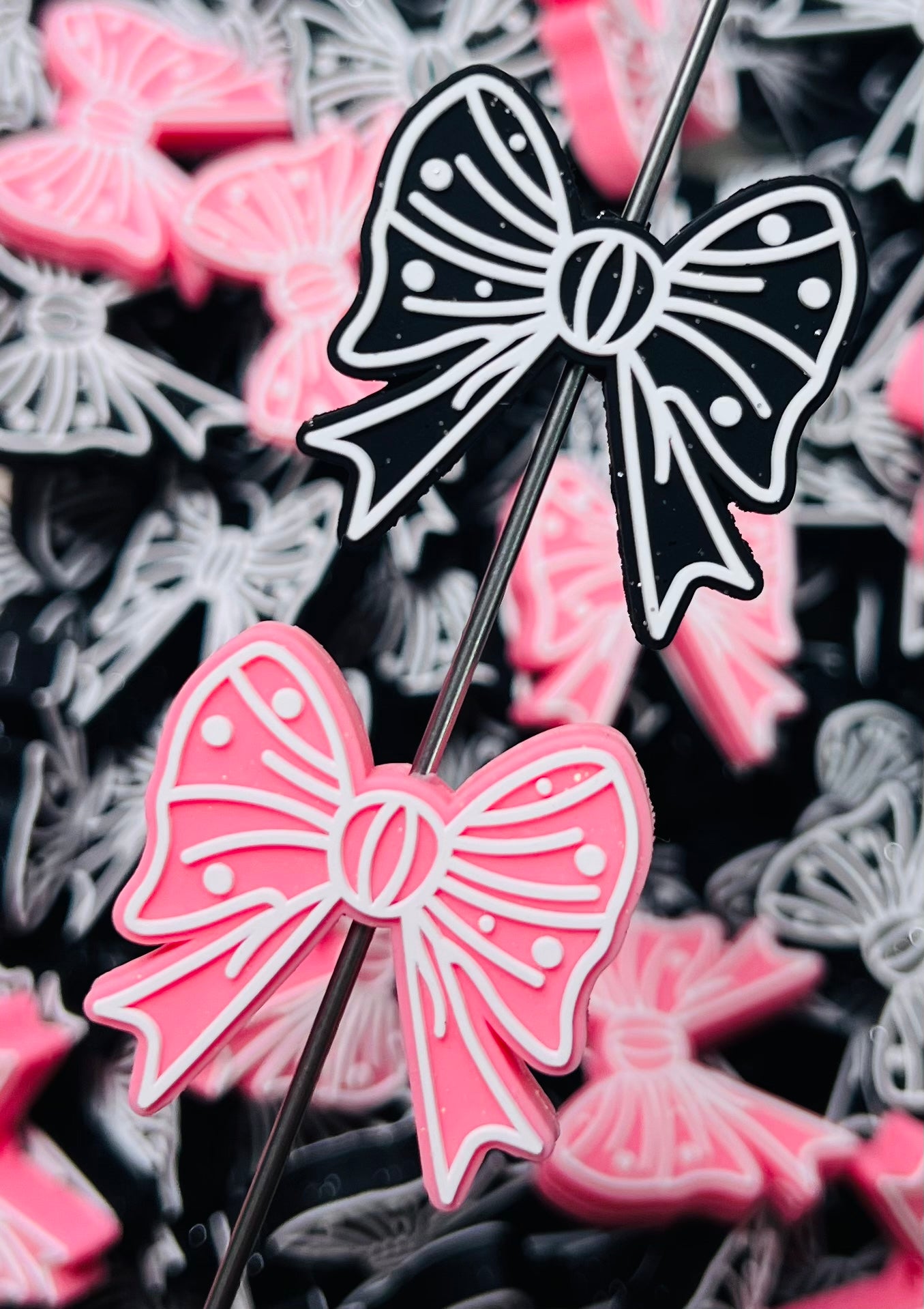 M- Bow Silicone Focal Bead, Ribbon Silicone Bead, Bow Shape Silicone Bead