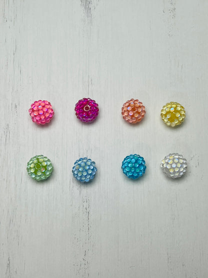 16mm Rhinestone IRIDESCENT PEARL Round Acrylic Beads