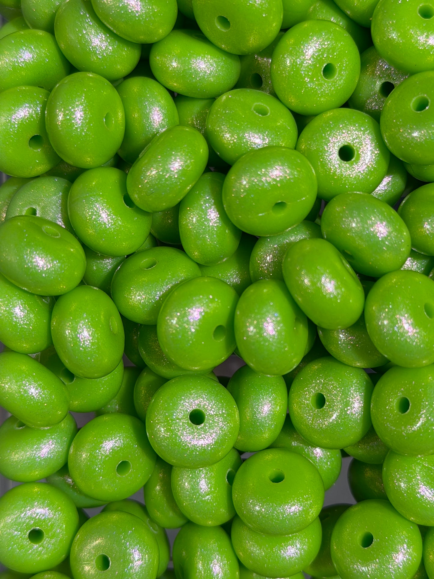 14mm ABACUS OPAL Lime Silicone Beads