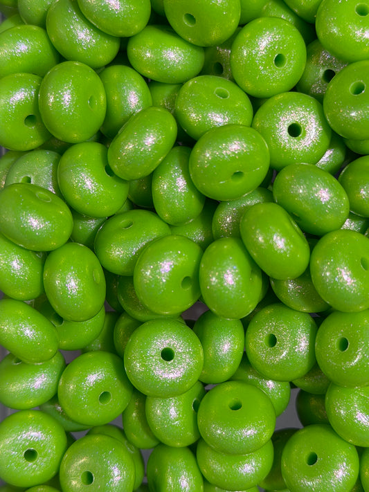 14mm ABACUS OPAL Lime Silicone Beads