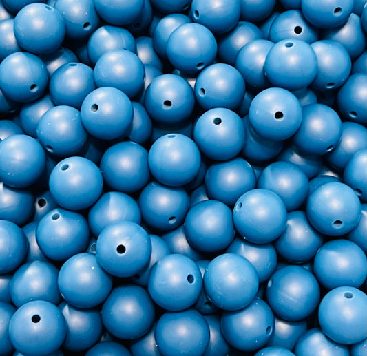 15mm Solid Blueberry Round Silicone Beads