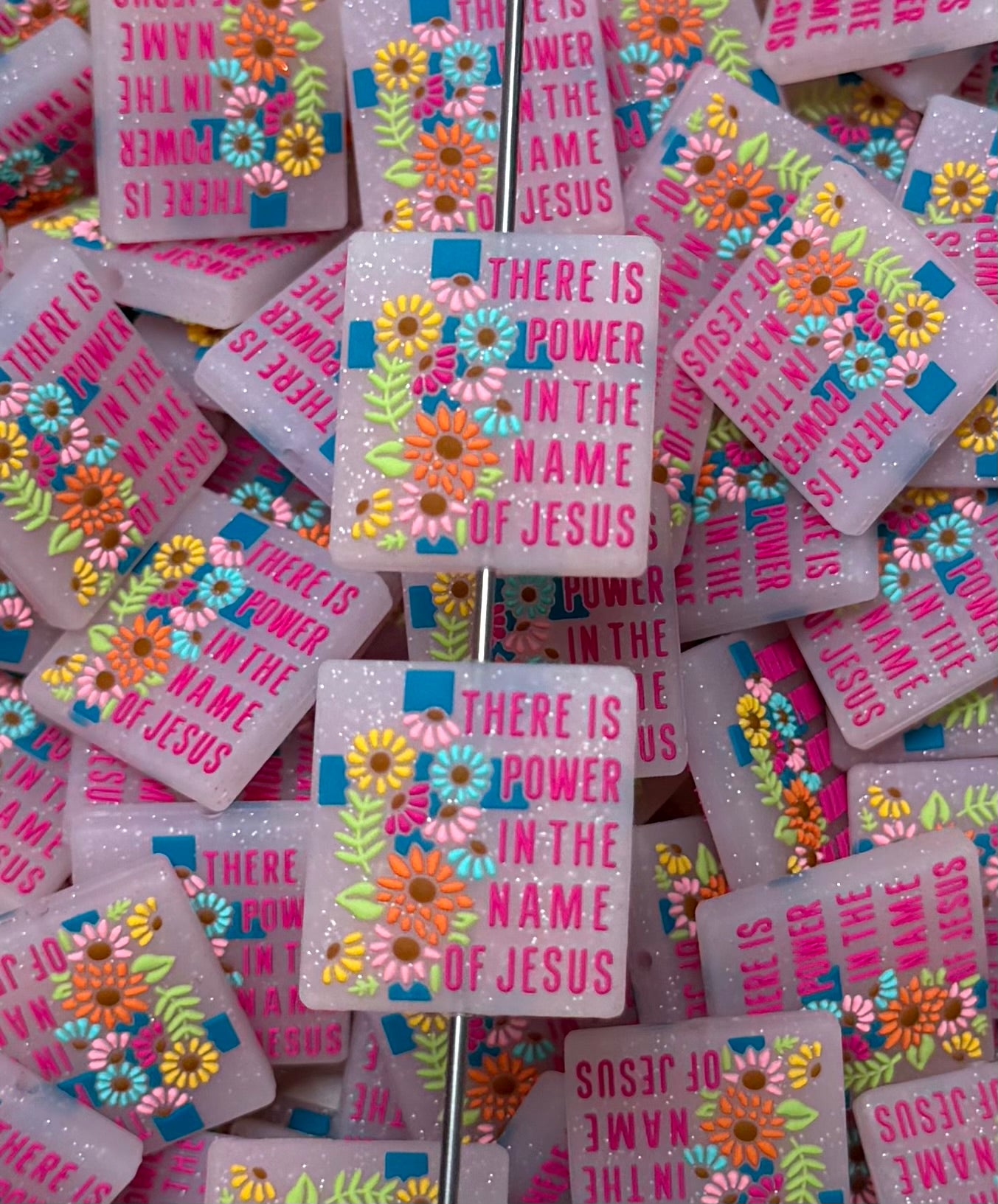 R- There Is Power In The Name of Jesus Focal Bead, Religious Focal Bead