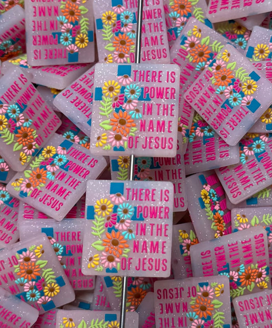 R- There Is Power In The Name of Jesus Focal Bead, Religious Focal Bead