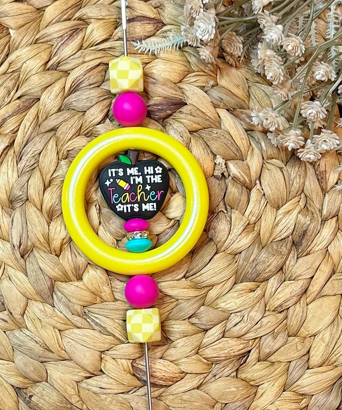 *Bead Kit #20- It's Me, Hi I'm the Teacher DIY Silicone Bead Kit, Car Charm, Great For Gifts