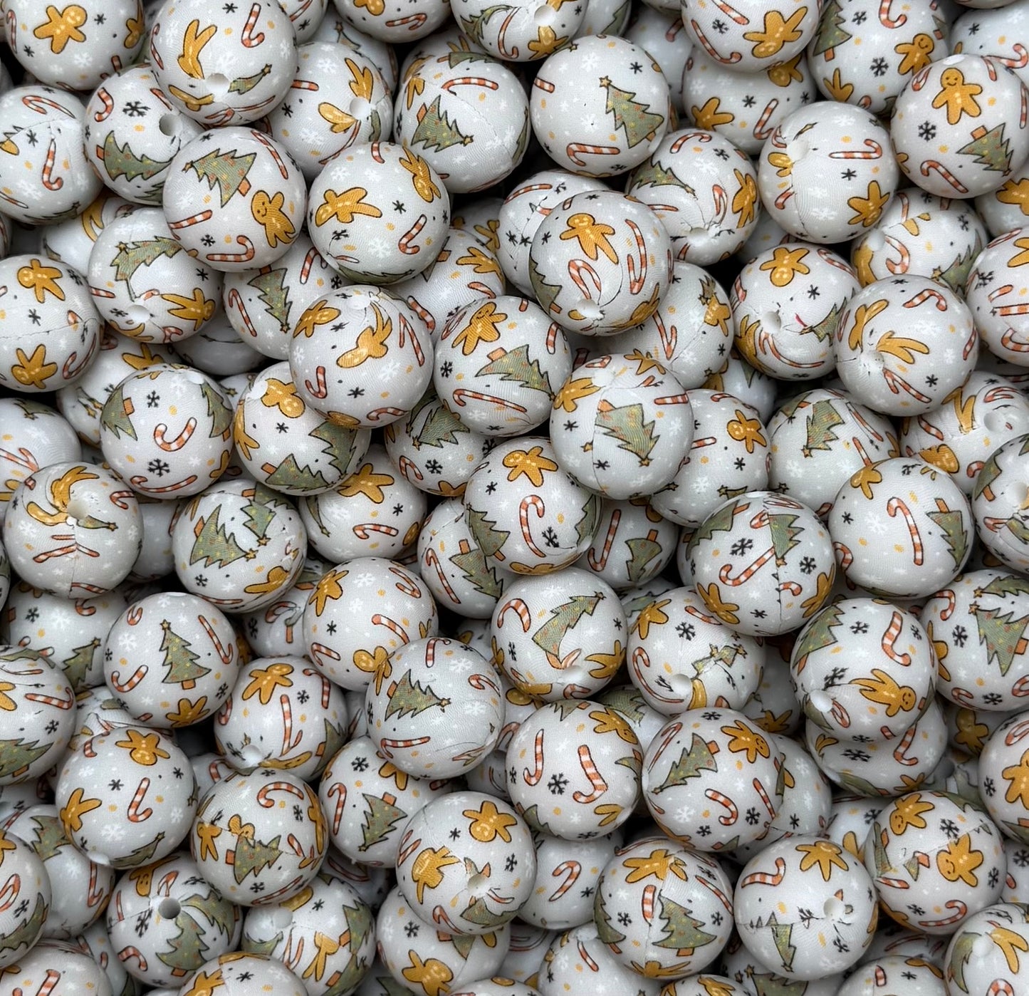 15mm Print Holiday Cheer EXCLUSIVE Round Silicone Beads