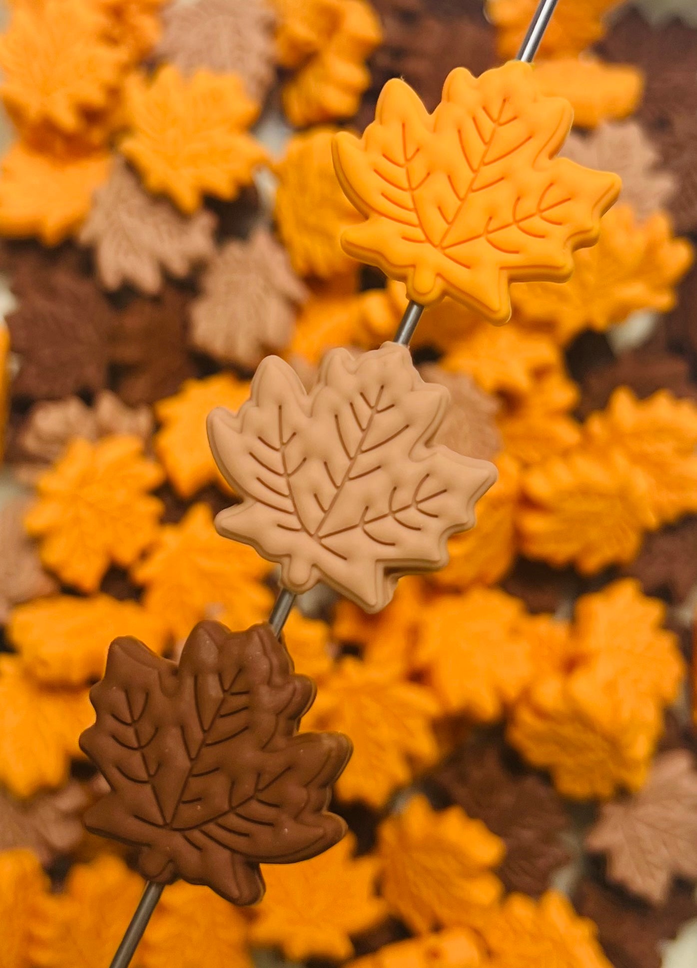 L- Fall Leaf Shaped Silicone Focal Bead, Fall Focal Bead