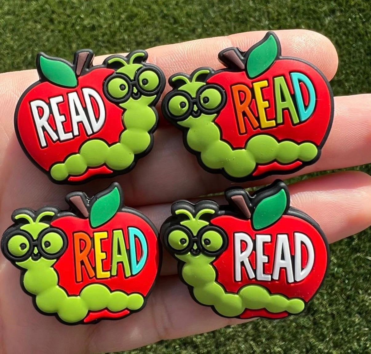 B- READ Book Worm EXCLUSIVE Silicone Focal Bead, Book Silicone Bead