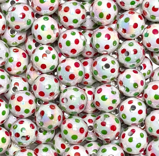 16mm Christmas POLKA Dots Rhinestone Round Acrylic Beads