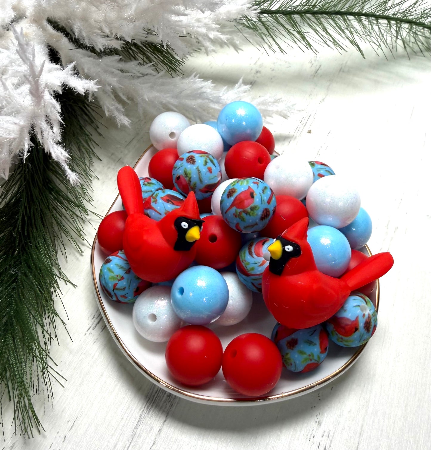 *Bead Mix #226 - Cardinals Silicone Bead Mix, Winter Bead Mix
