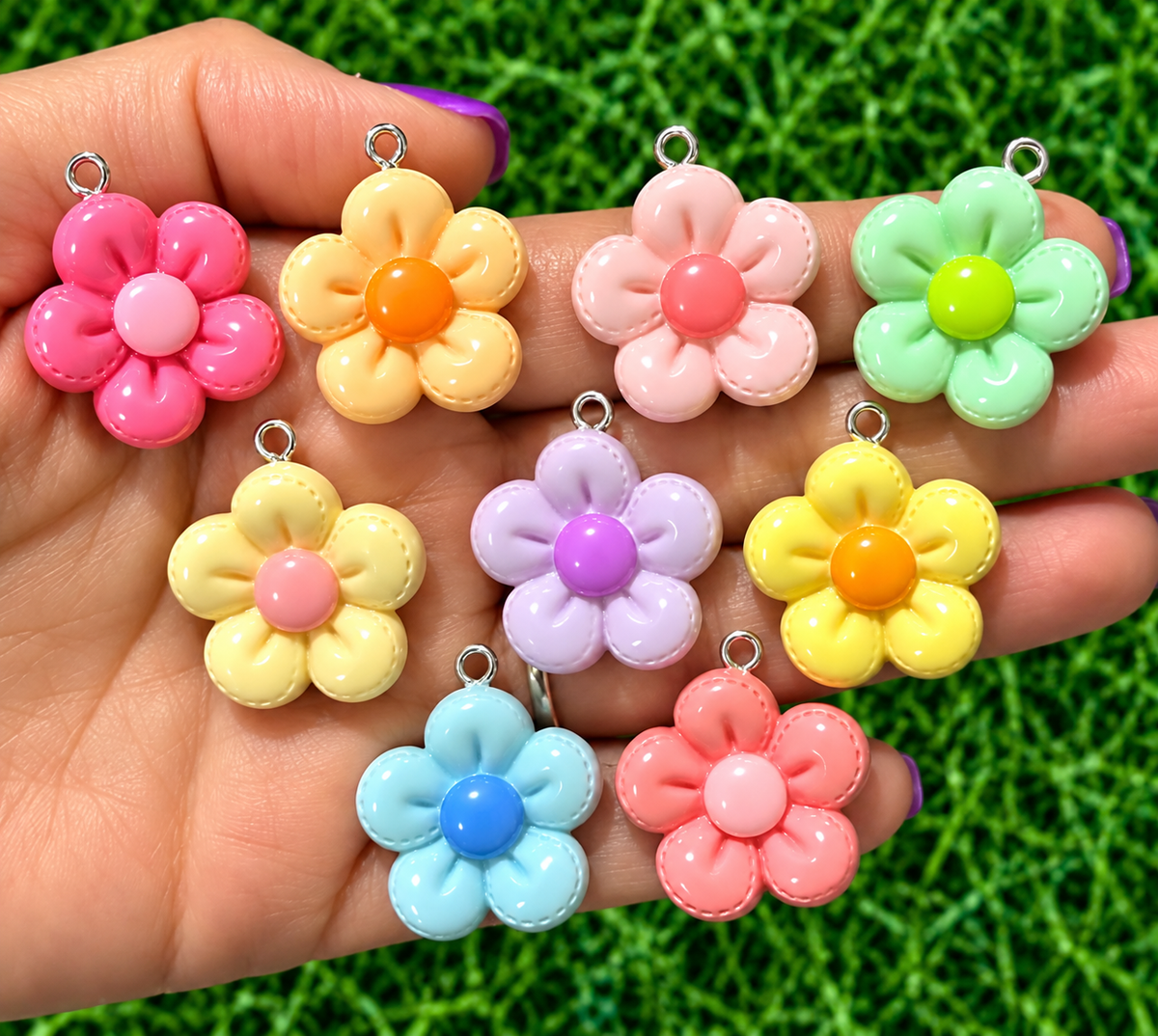 *Bead Mix #572- Puffy Petals Resin Charms, Bag Charms