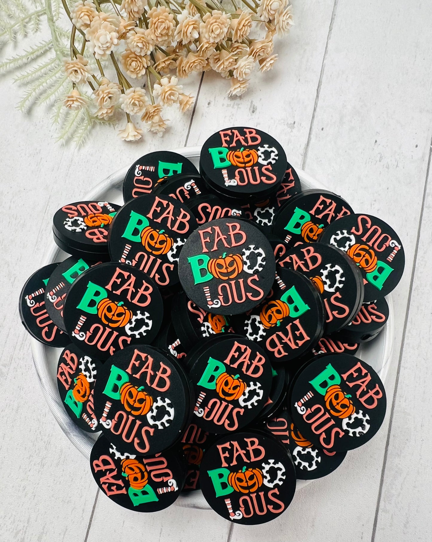 Fab-Boo-Lous Silicone Focal Bead, Halloween Silicone Bead