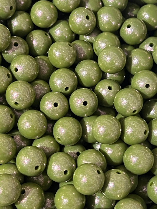 15mm Opal Army Round Silicone Beads