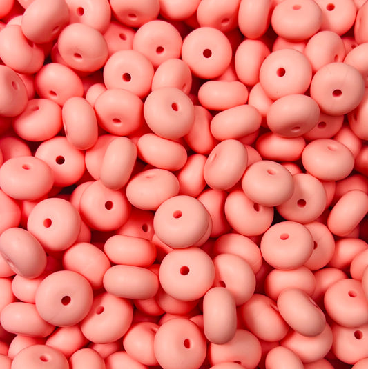 14mm ABACUS Solid Petal Pink Silicone Beads