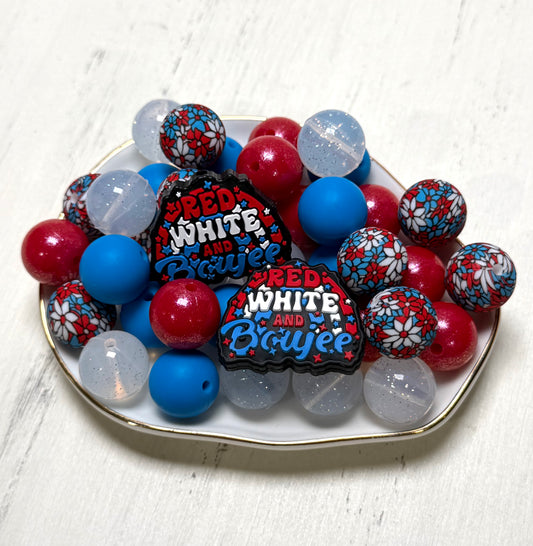 *Bead Mix- #261 Red, White and Bougee Mix