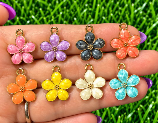 *Bead Mix #627- Pearly Petals Flower Charms, Bag Charms