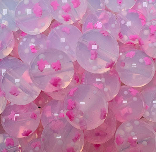 15mm Confetti BOW EXCLUSIVE Round Silicone Beads