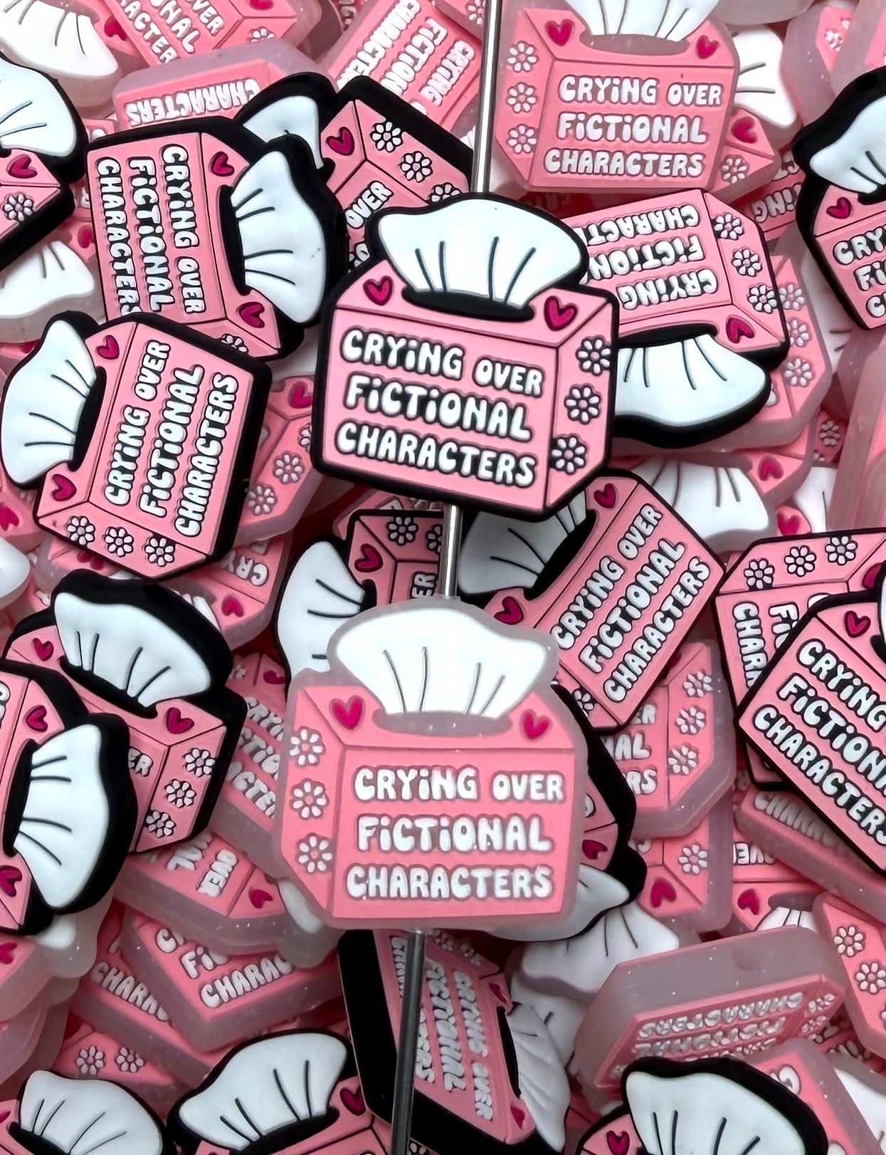 B- Crying Over FICTIONAL CHARACTERS Silicone Focal Bead, Book Silicone Bead