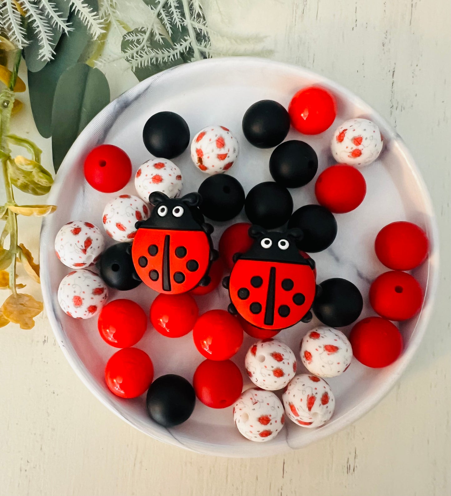 *Bead Mix-Ladybug Silicone Bead Mix, Animal Bead Mix