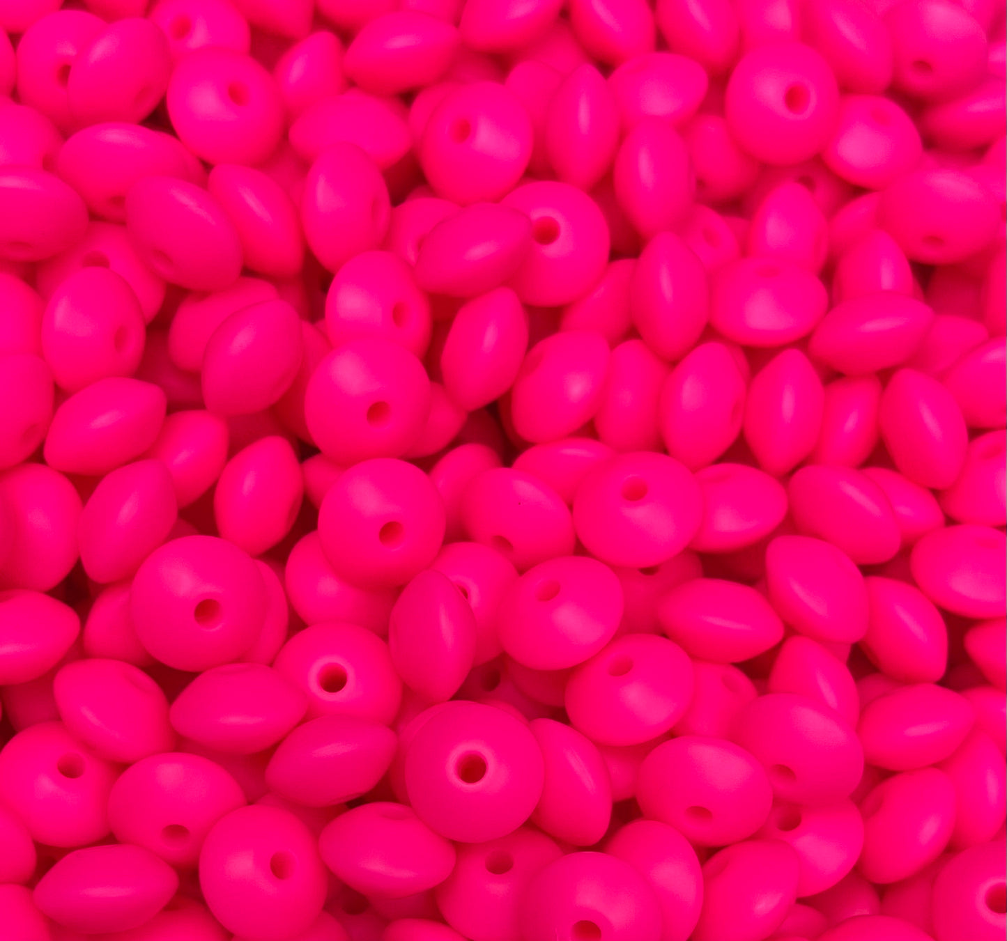 12mm Lentil Solid Bright Pink Silicone Beads