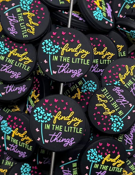 Q- Find Joy in the Little Things Focal Bead, Quote Focal Bead