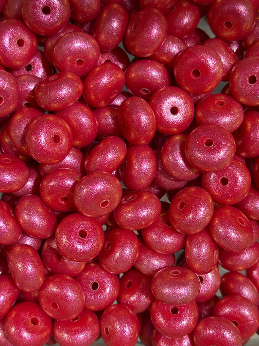 14mm ABACUS OPAL Red Silicone Beads