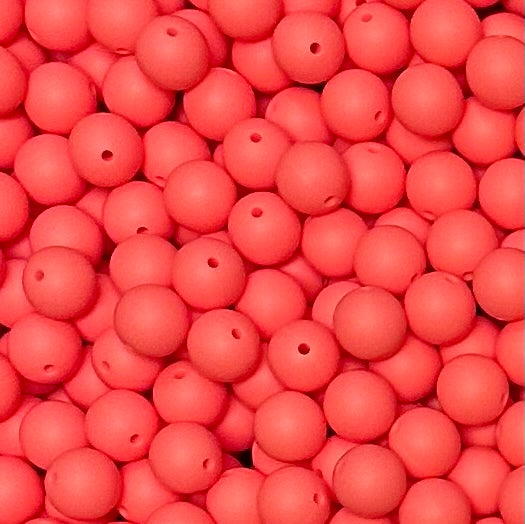 15mm Solid Sunkissed Coral Round Silicone Beads