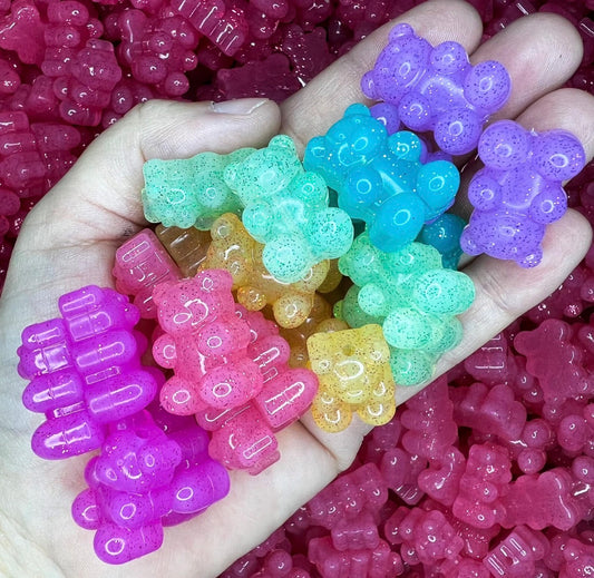3D Glitter Bear EXCLUSIVE Silicone Focal Bead, Animal Silicone Focal Bead