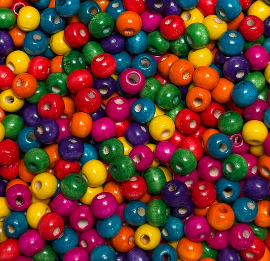 *Bead Mix #276 - 8mm BRIGHTS Wood Bead- Pack of 25