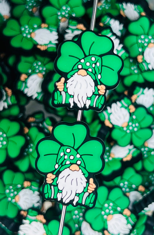 Larkin the Lucky Gnome Silicone Focal Bead, St. Patrick’s Day Silicone Bead