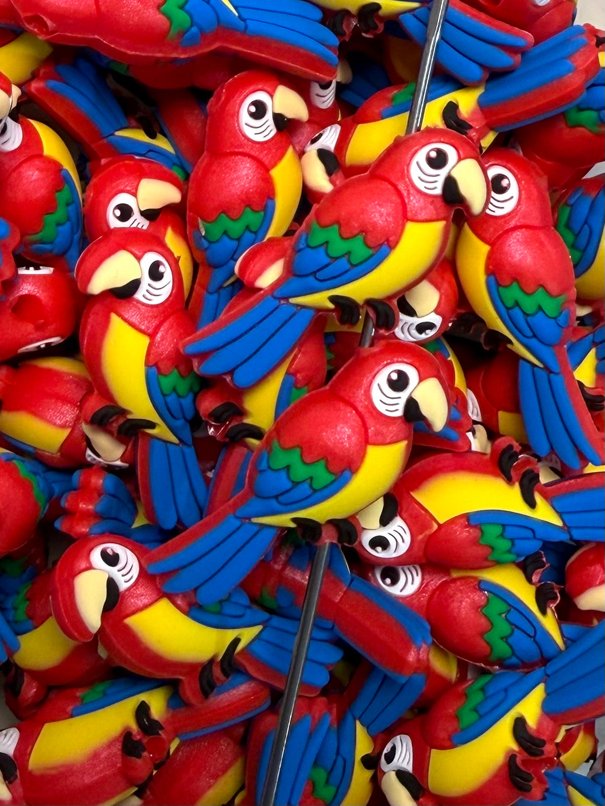 3D Parrot Silicone Focal Bead, 3D Bird Focal Bead