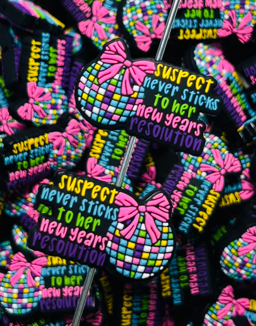 Q- Suspect Never Sticks to Her New Years Resolution EXCLUSIVE Silicone Focal Bead, New Year Focal Bead