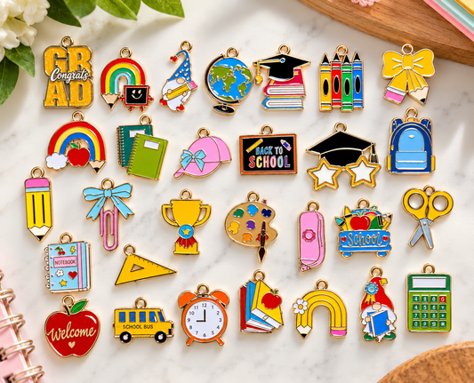 *Bead Mix #5- School Vibes Charms, School Bag Charms