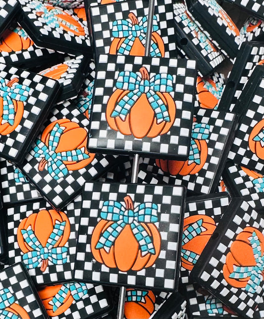 Bow-Tied Pumpkin Silicone Focal Bead, Fall Focal Bead