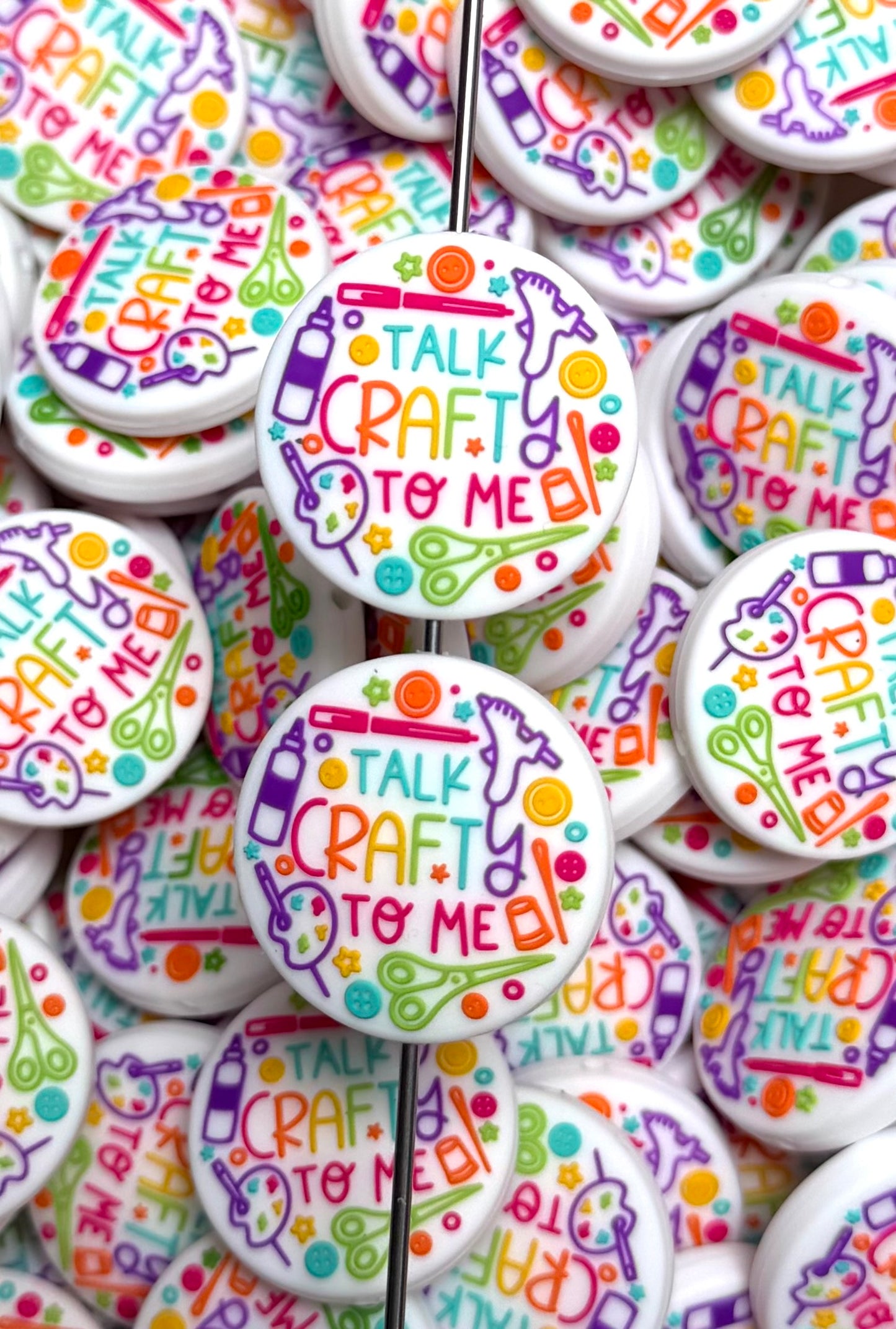 Q- Talk Crafty To Me Focal Bead, Quote Focal Bead