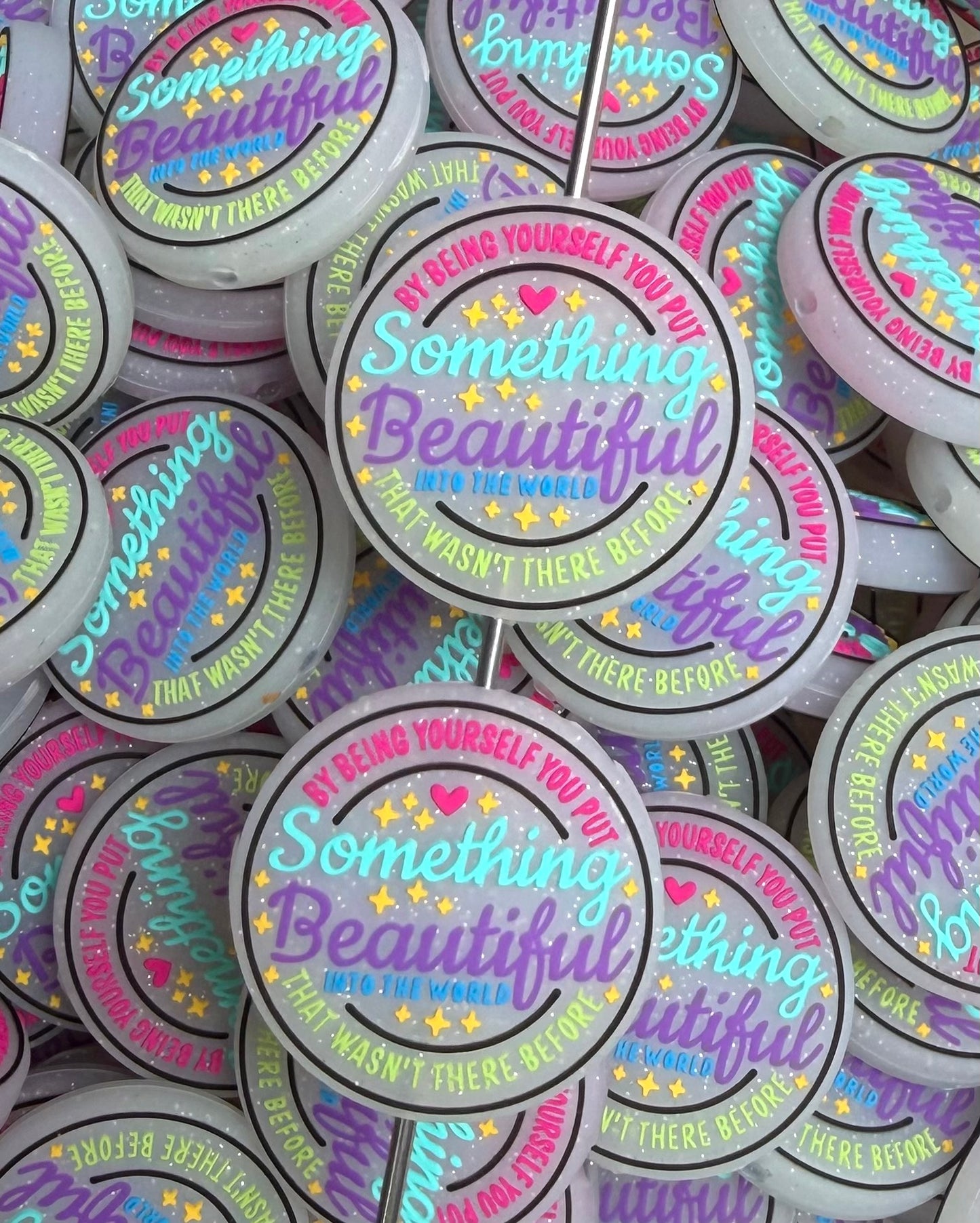 Q- Something Beautiful Focal Bead, Quote Focal Beads